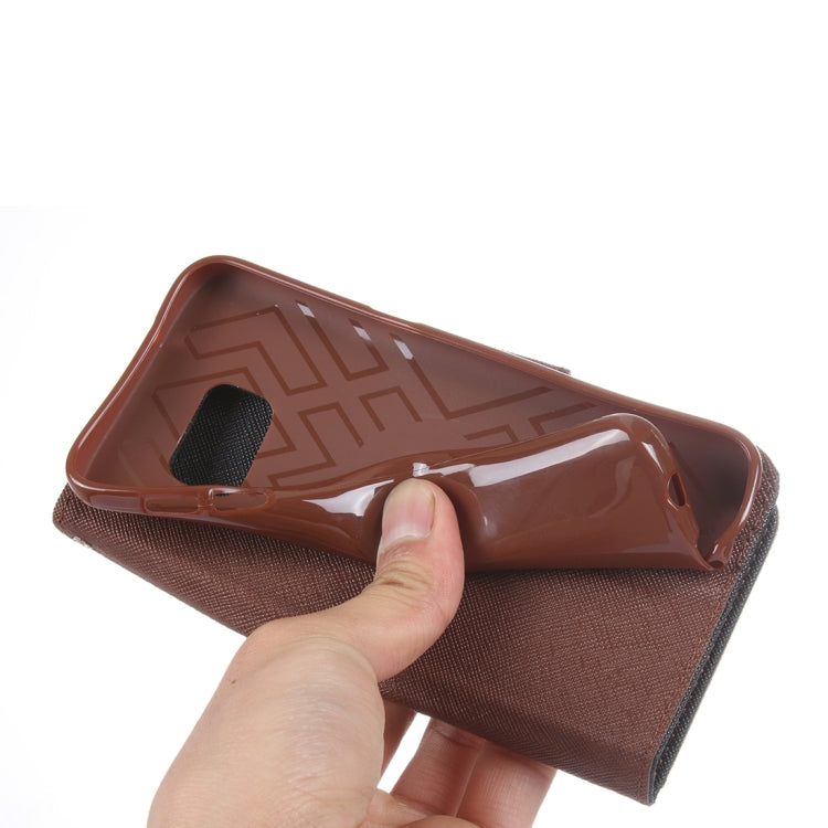 For Galaxy S7 Edge/ G935 Cross Texture Leather Case with Holder & Card Slots & Wallet