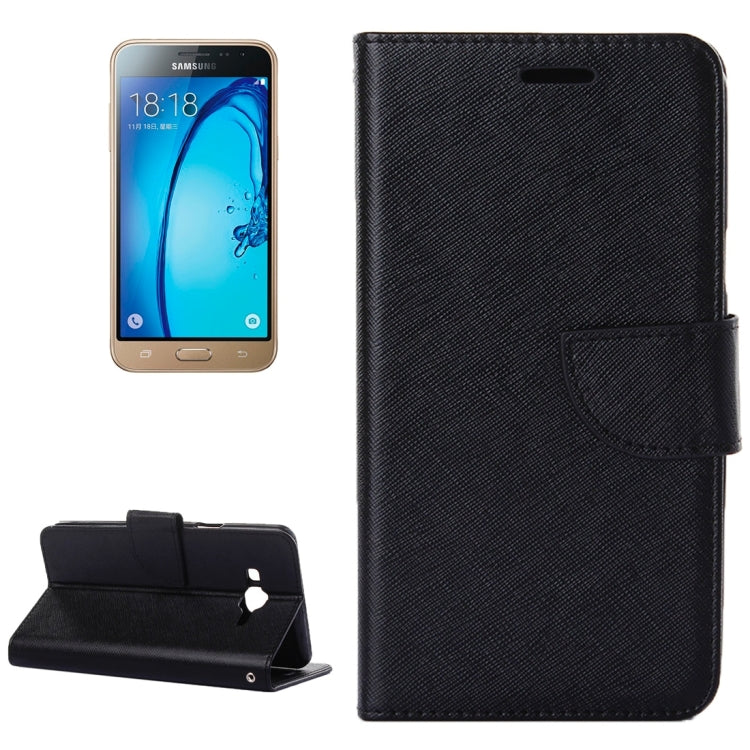 For Galaxy J3 / J310 Cross Texture Horizontal Flip Solid Color Leather Case with Holder & Card Slots & Wallet