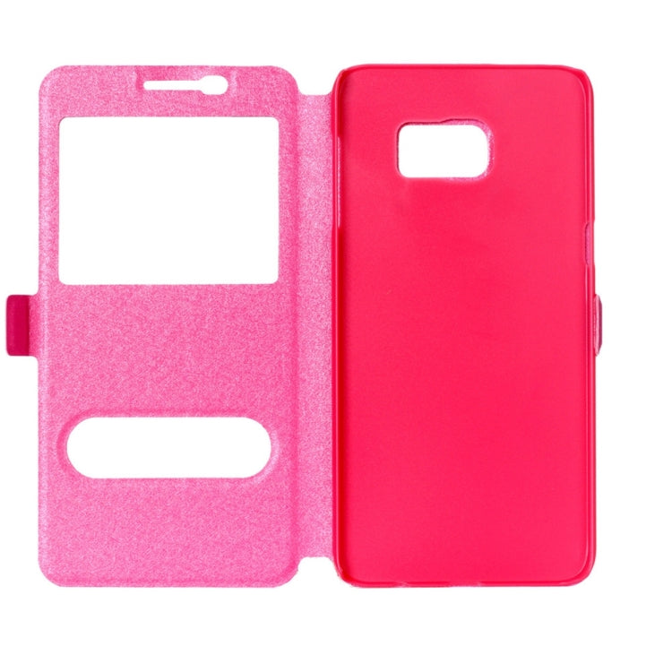 For Galaxy S7 Edge / G935 Silk Texture Horizontal Flip Solid Color Leather Case with Call Display ID