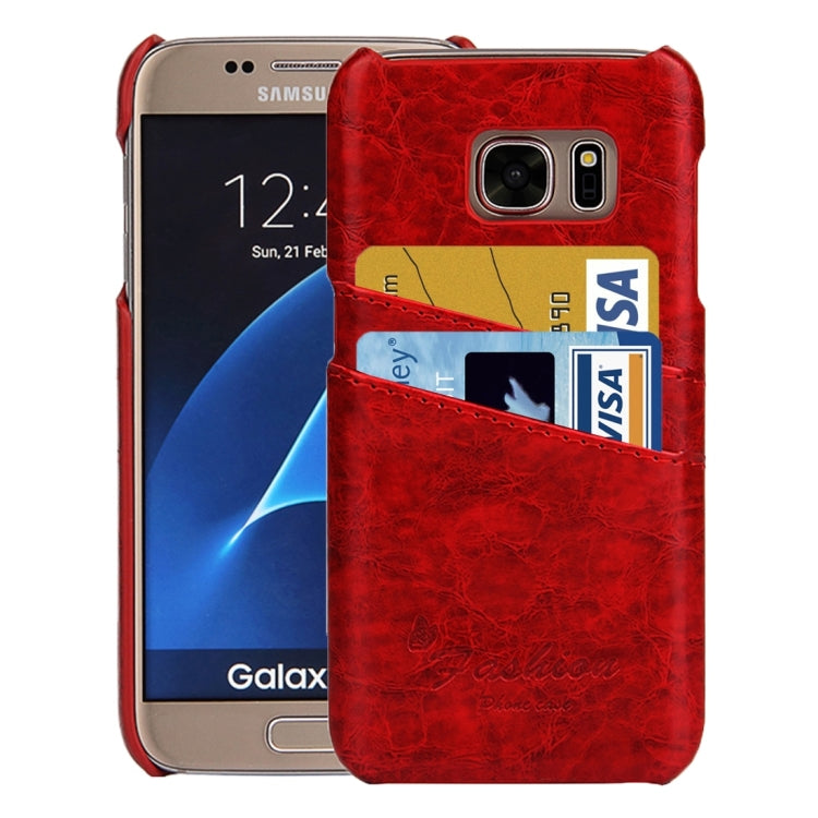 For Galaxy S7 / G930 Oil Wax Texture Leather Back Cover Case with Card Slots