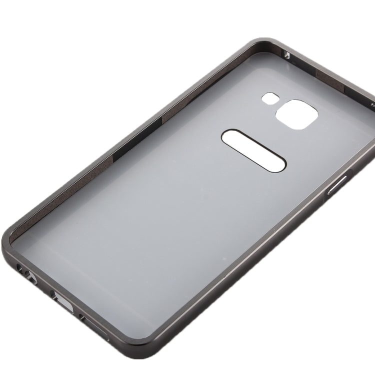 Fashionable Electroplating PC Push Pull Back Shell Cover + Metal Bumper Frame for Galaxy A9 / A900