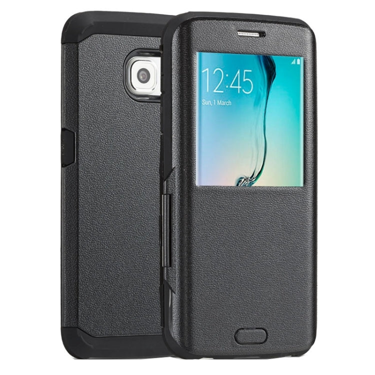 For Galaxy S6 Edge / G925 Litchi Texture Horizontal Flip Smart Case with Call Display ID