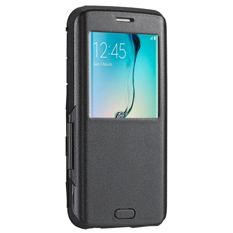 For Galaxy S6 Edge / G925 Litchi Texture Horizontal Flip Smart Case with Call Display ID