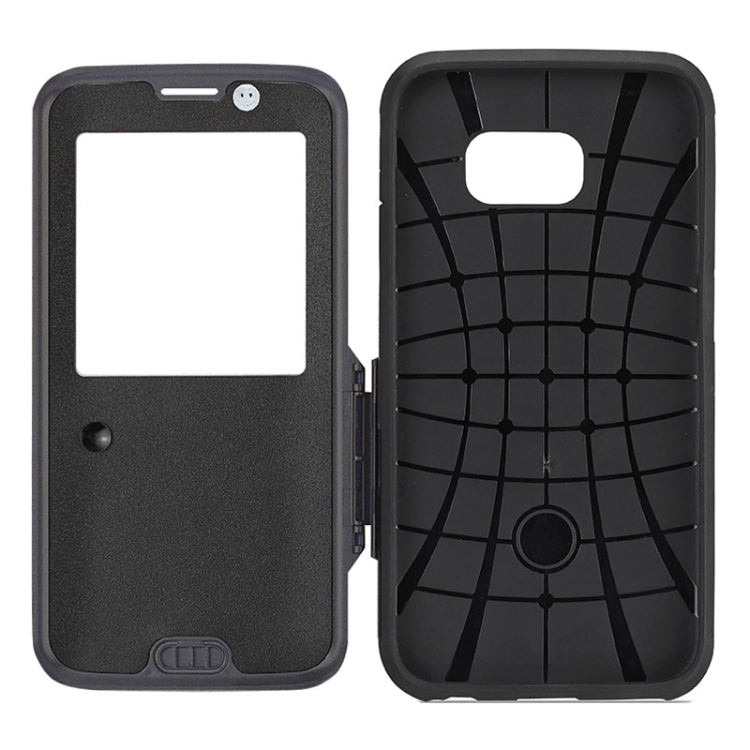 For Galaxy S6 Edge / G925 Litchi Texture Horizontal Flip Smart Case with Call Display ID