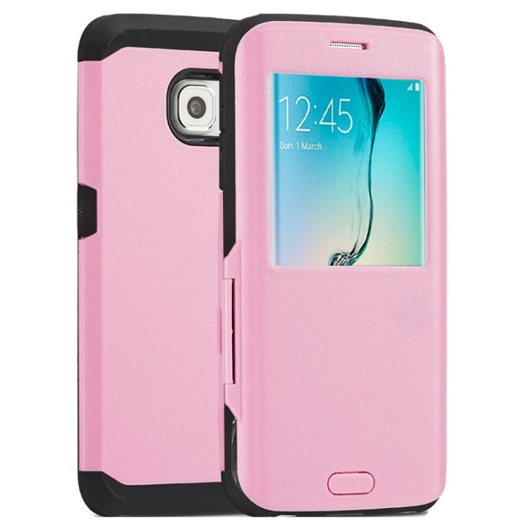 For Galaxy S6 Edge / G925 Litchi Texture Horizontal Flip Smart Case with Call Display ID