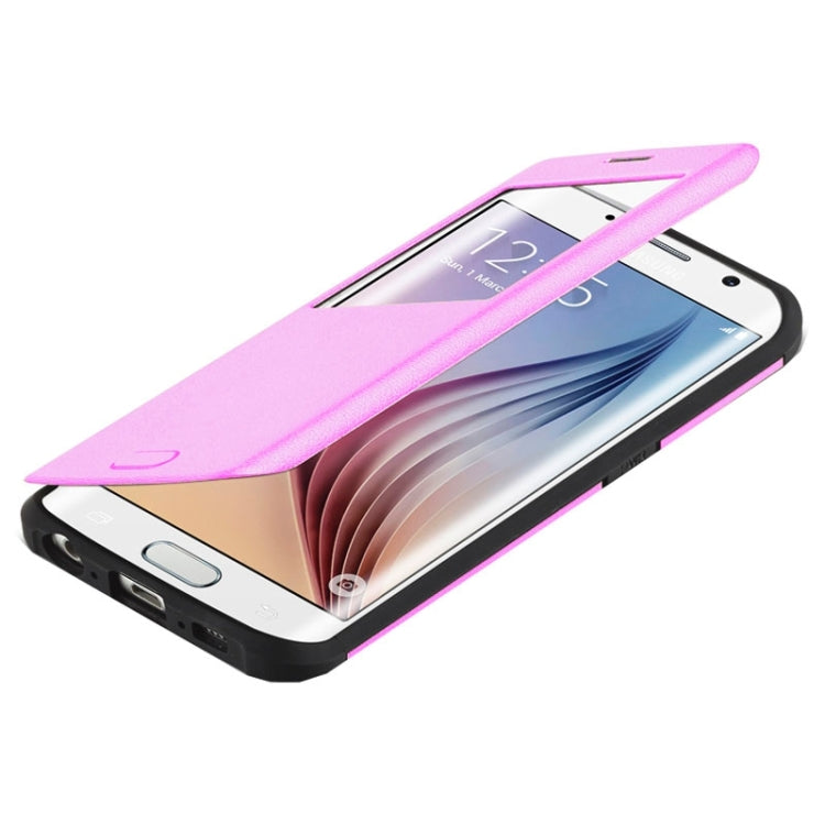 For Galaxy S6 Edge / G925 Litchi Texture Horizontal Flip Smart Case with Call Display ID
