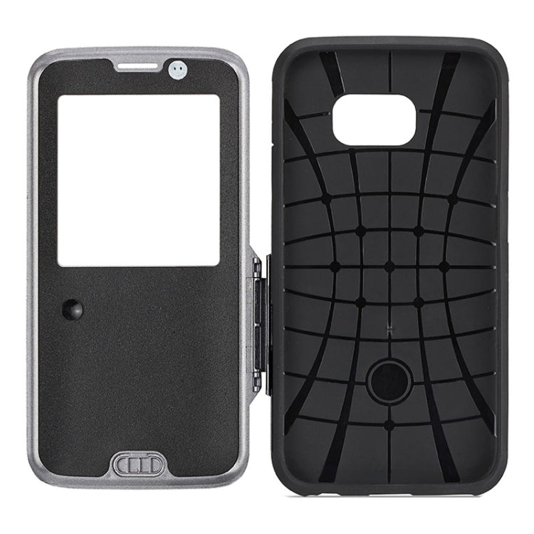 For Galaxy S6 Edge / G925 Litchi Texture Horizontal Flip Smart Case with Call Display ID