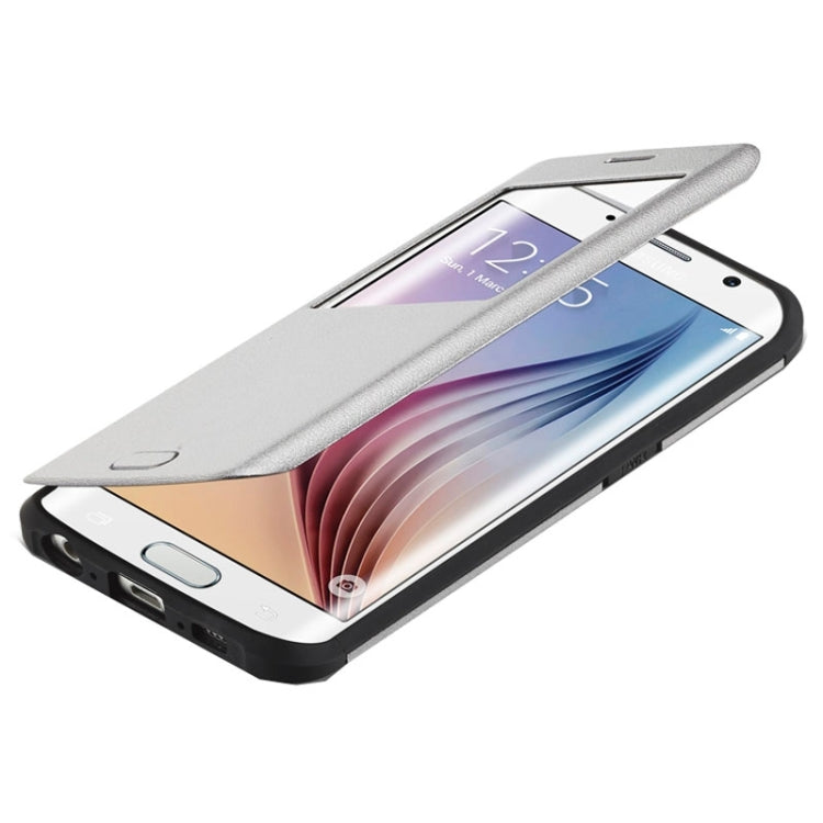 For Galaxy S6 Edge / G925 Litchi Texture Horizontal Flip Smart Case with Call Display ID