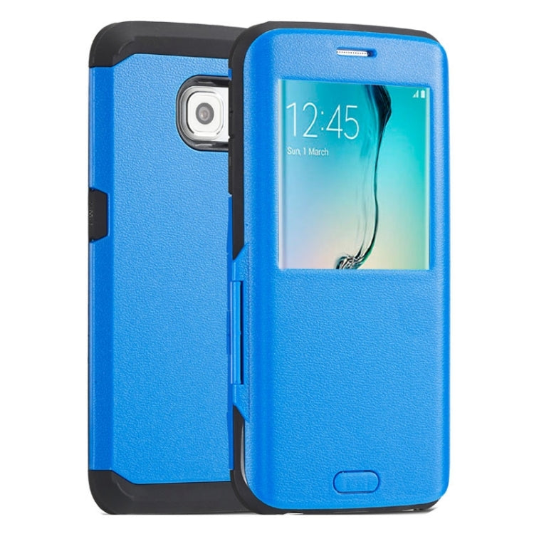 For Galaxy S6 Edge / G925 Litchi Texture Horizontal Flip Smart Case with Call Display ID