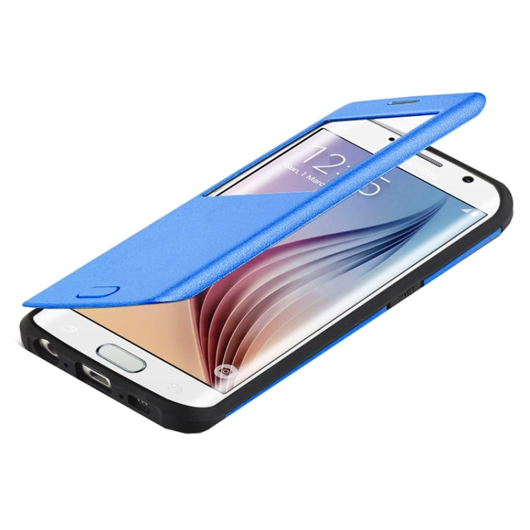 For Galaxy S6 Edge / G925 Litchi Texture Horizontal Flip Smart Case with Call Display ID
