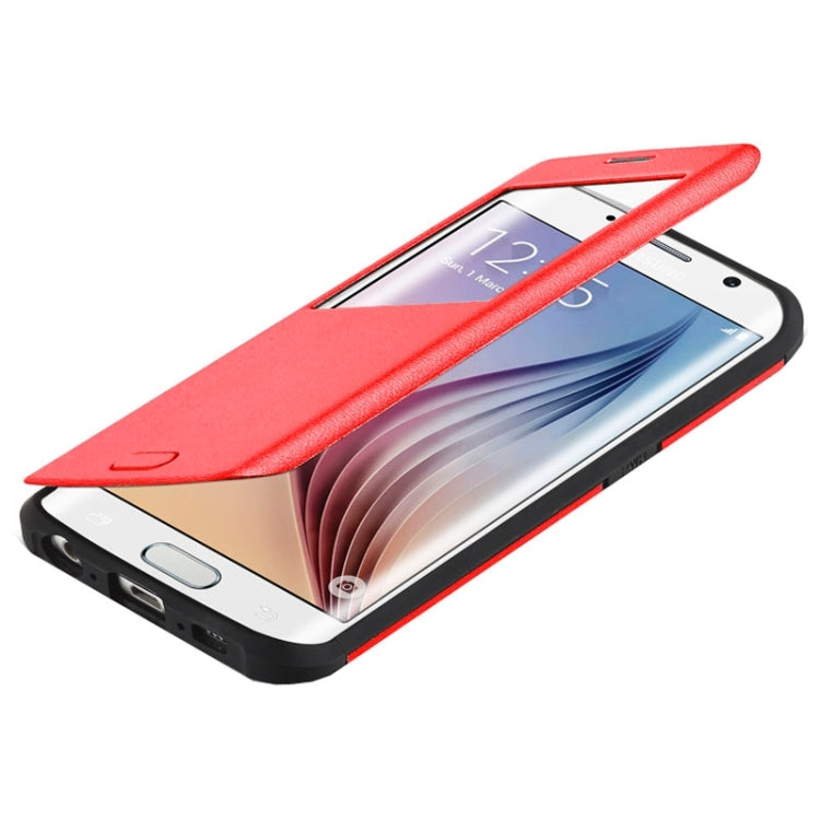 For Galaxy S6 Edge / G925 Litchi Texture Horizontal Flip Smart Case with Call Display ID