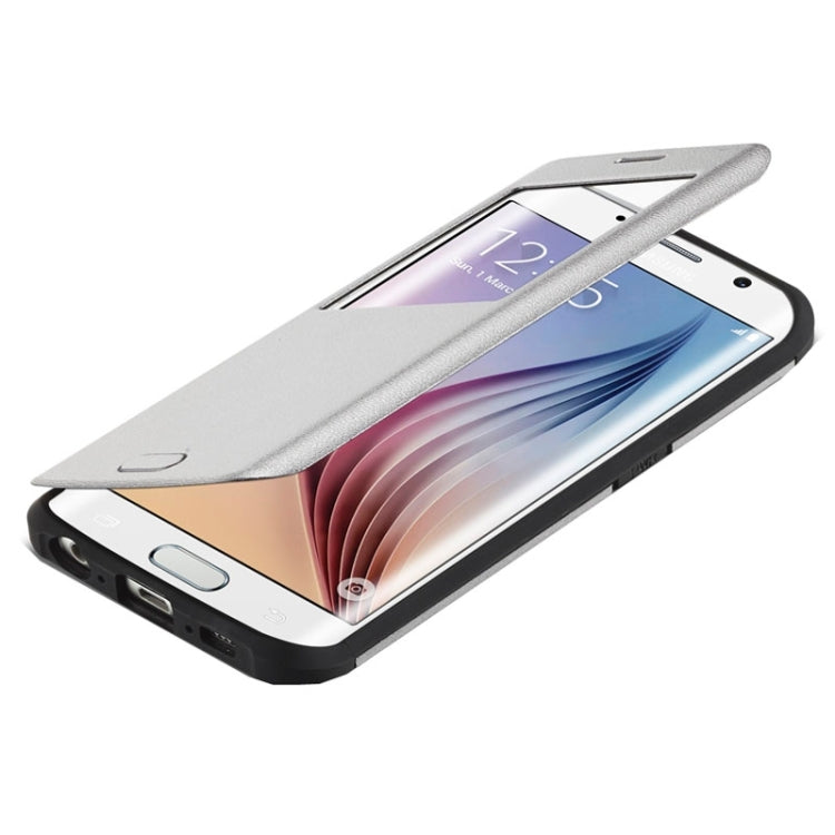 For Galaxy S6 Edge / G925 Litchi Texture Horizontal Flip Smart Case with Call Display ID