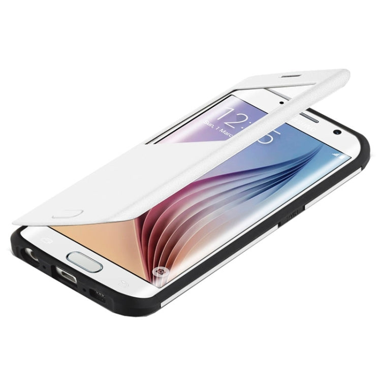 For Galaxy S6 Edge / G925 Litchi Texture Horizontal Flip Smart Case with Call Display ID