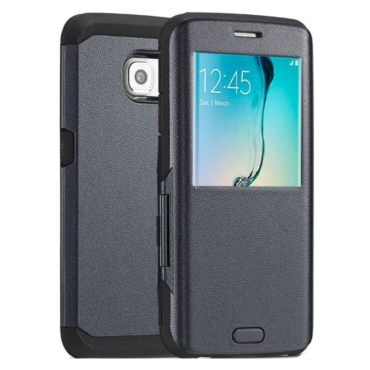 For Galaxy S6 Edge / G925 Litchi Texture Horizontal Flip Smart Case with Call Display ID