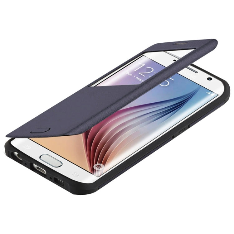 For Galaxy S6 Edge / G925 Litchi Texture Horizontal Flip Smart Case with Call Display ID