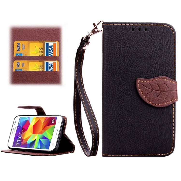 Leaf Magnetic Snap Litchi Texture Horizontal Flip Leather Case with Card Slots & Wallet & Holder & Lanyard for Galaxy Core Prime / G360