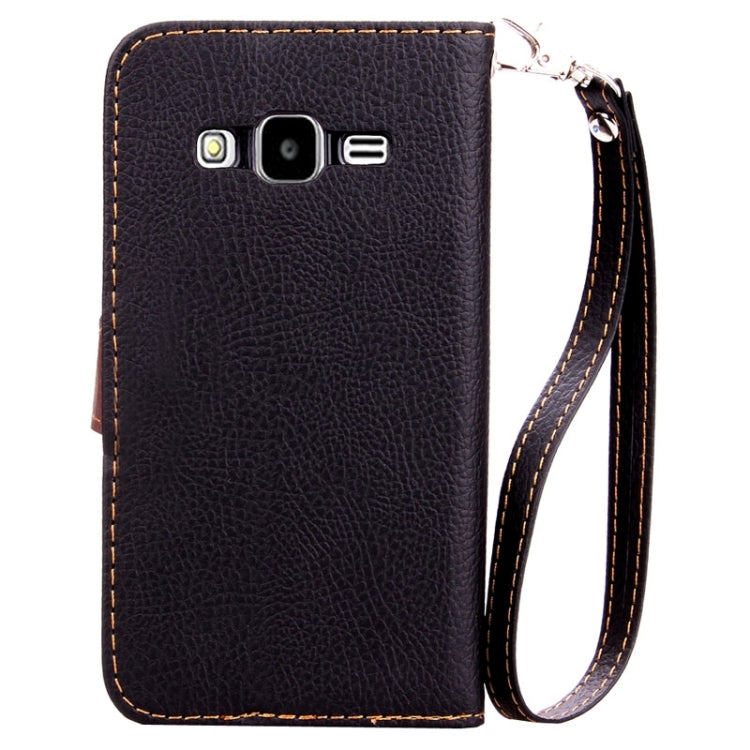 Leaf Magnetic Snap Litchi Texture Horizontal Flip Leather Case with Card Slots & Wallet & Holder & Lanyard for Galaxy Core Prime / G360