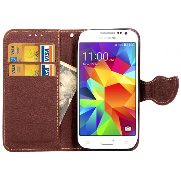 Leaf Magnetic Snap Litchi Texture Horizontal Flip Leather Case with Card Slots & Wallet & Holder & Lanyard for Galaxy Core Prime / G360