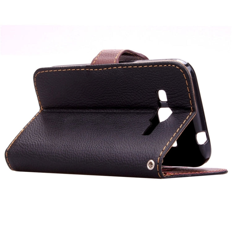 Leaf Magnetic Snap Litchi Texture Horizontal Flip Leather Case with Card Slots & Wallet & Holder & Lanyard for Galaxy Core Prime / G360