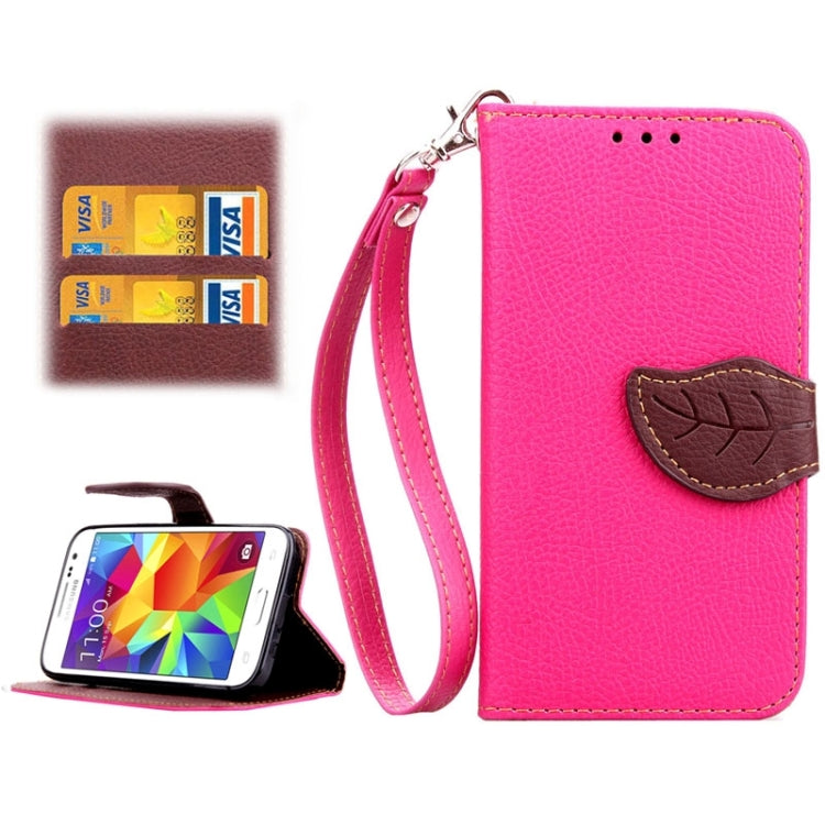 Leaf Magnetic Snap Litchi Texture Horizontal Flip Leather Case with Card Slots & Wallet & Holder & Lanyard for Galaxy Core Prime / G360