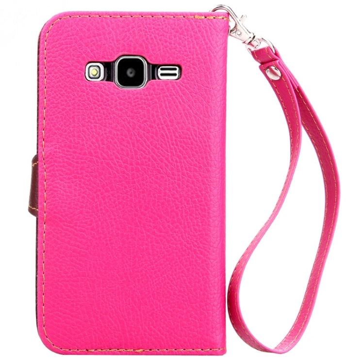 Leaf Magnetic Snap Litchi Texture Horizontal Flip Leather Case with Card Slots & Wallet & Holder & Lanyard for Galaxy Core Prime / G360