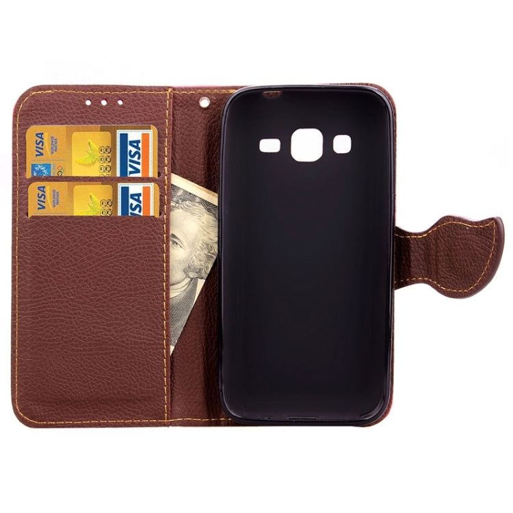 Leaf Magnetic Snap Litchi Texture Horizontal Flip Leather Case with Card Slots & Wallet & Holder & Lanyard for Galaxy Core Prime / G360