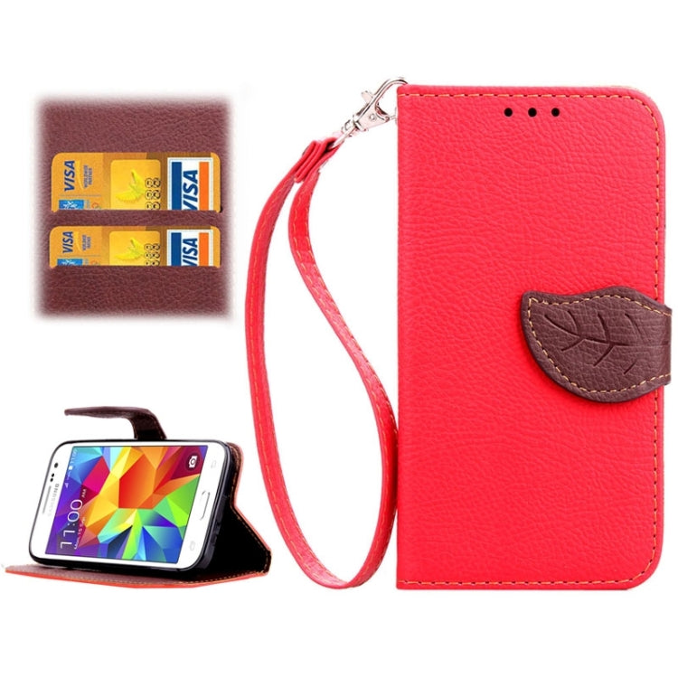 Leaf Magnetic Snap Litchi Texture Horizontal Flip Leather Case with Card Slots & Wallet & Holder & Lanyard for Galaxy Core Prime / G360