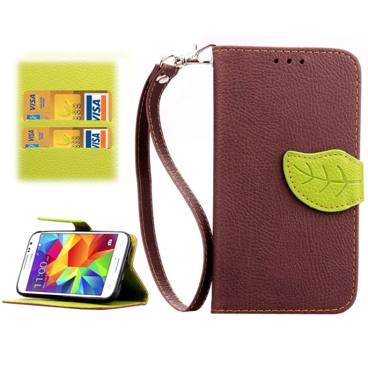 Leaf Magnetic Snap Litchi Texture Horizontal Flip Leather Case with Card Slots & Wallet & Holder & Lanyard for Galaxy Core Prime / G360
