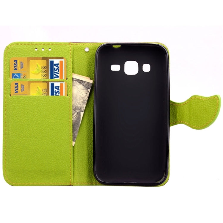 Leaf Magnetic Snap Litchi Texture Horizontal Flip Leather Case with Card Slots & Wallet & Holder & Lanyard for Galaxy Core Prime / G360