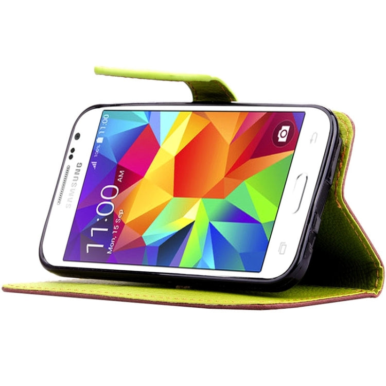 Leaf Magnetic Snap Litchi Texture Horizontal Flip Leather Case with Card Slots & Wallet & Holder & Lanyard for Galaxy Core Prime / G360