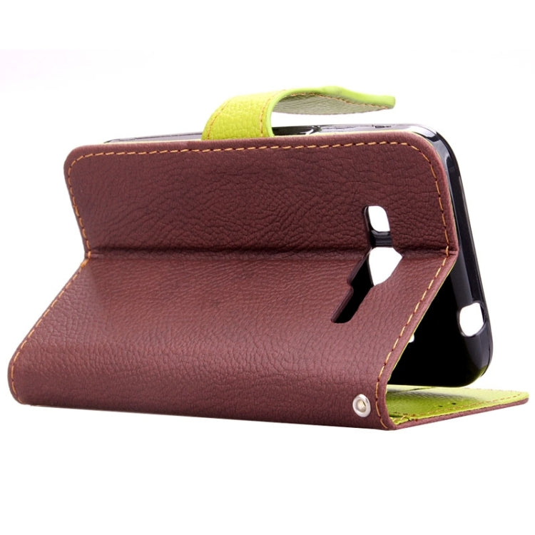 Leaf Magnetic Snap Litchi Texture Horizontal Flip Leather Case with Card Slots & Wallet & Holder & Lanyard for Galaxy Core Prime / G360