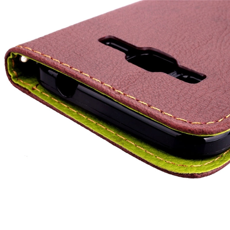 Leaf Magnetic Snap Litchi Texture Horizontal Flip Leather Case with Card Slots & Wallet & Holder & Lanyard for Galaxy Core Prime / G360