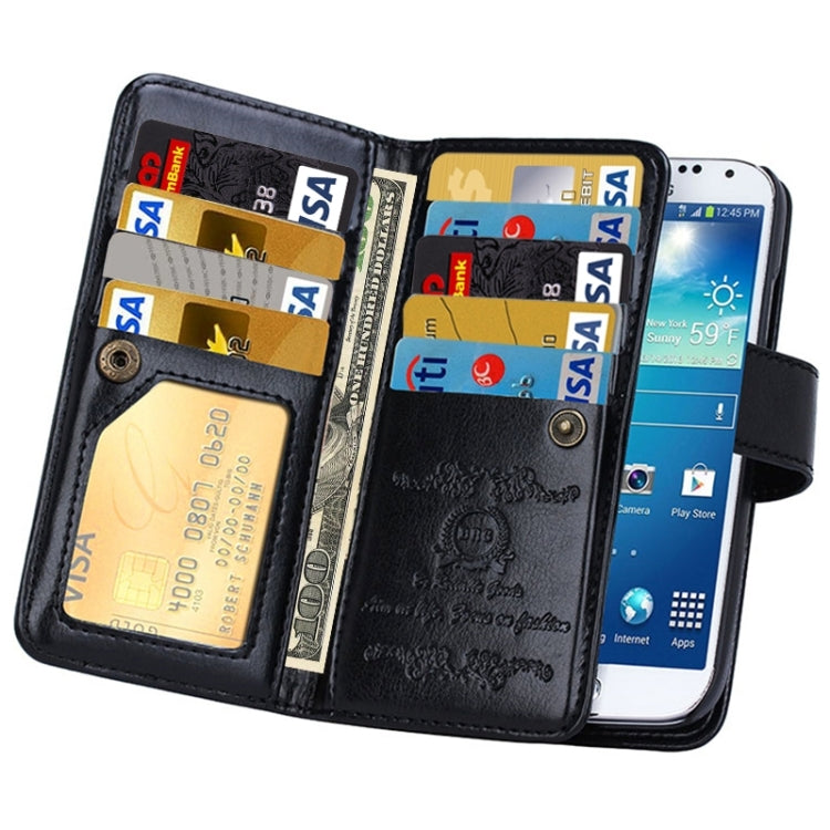 Multifunctional Crazy Horse Texture Horizontal Flip Solid Color Leather Case with Nine Card Slots & Wallet for Galaxy S4 / i9500