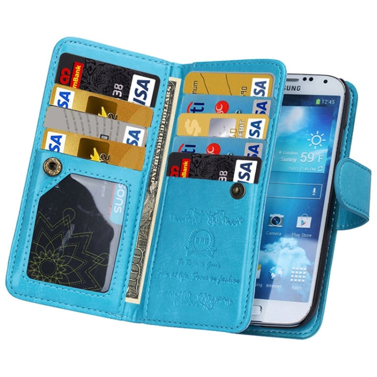 Multifunctional Crazy Horse Texture Horizontal Flip Solid Color Leather Case with Nine Card Slots & Wallet for Galaxy S4 / i9500