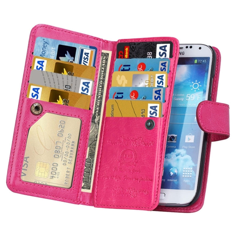 Multifunctional Crazy Horse Texture Horizontal Flip Solid Color Leather Case with Nine Card Slots & Wallet for Galaxy S4 / i9500
