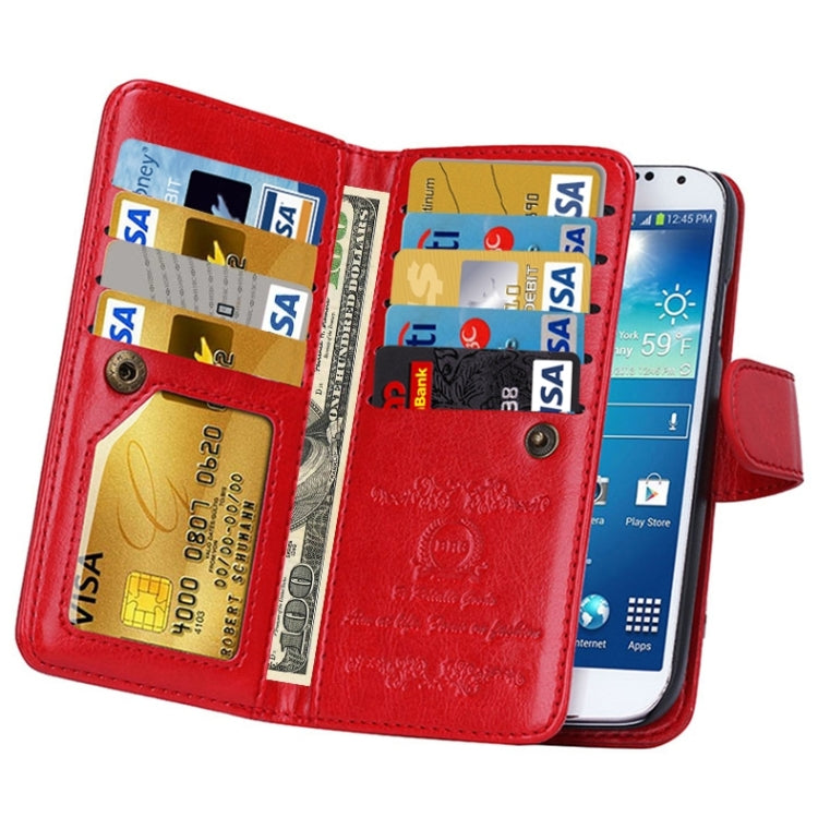Multifunctional Crazy Horse Texture Horizontal Flip Solid Color Leather Case with Nine Card Slots & Wallet for Galaxy S4 / i9500