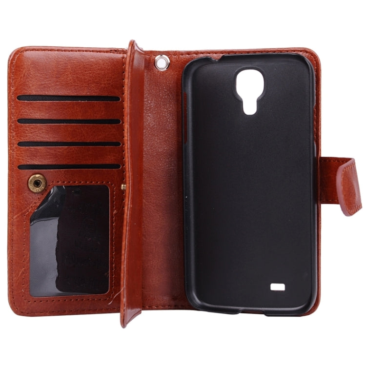 Multifunctional Crazy Horse Texture Horizontal Flip Solid Color Leather Case with Nine Card Slots & Wallet for Galaxy S4 / i9500