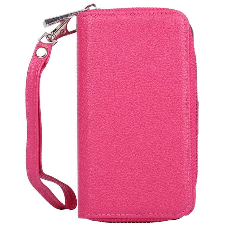 For Galaxy S6 / G920 Multifunctional Separable Litchi Texture Solid Color Leather Case with Zipper & Card Slots & Lanyard