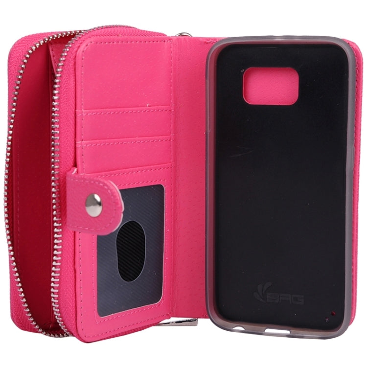 For Galaxy S6 / G920 Multifunctional Separable Litchi Texture Solid Color Leather Case with Zipper & Card Slots & Lanyard