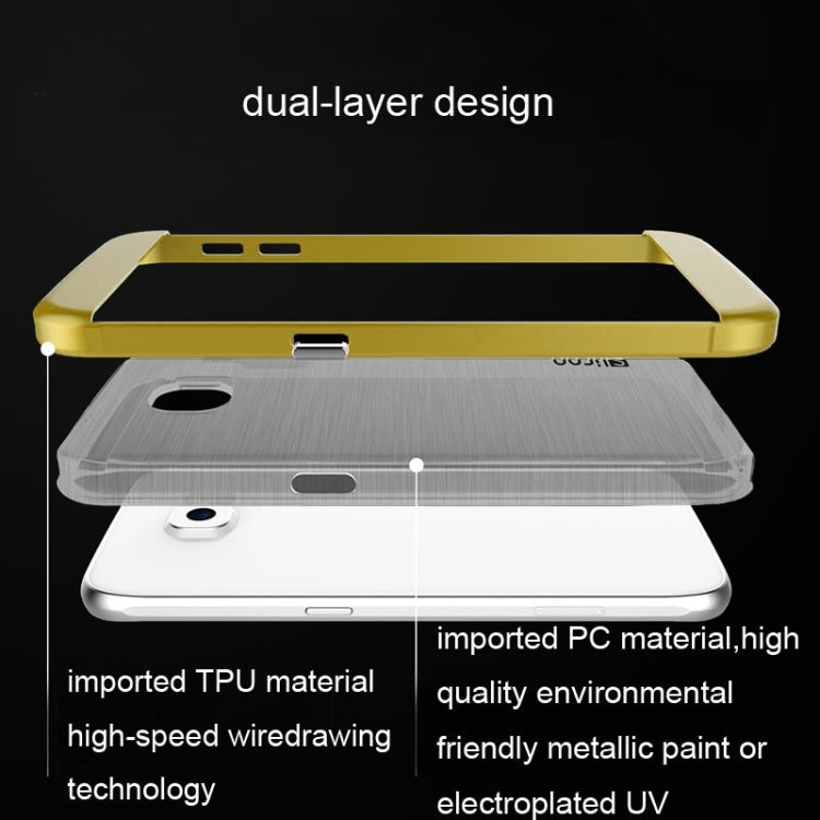 Slicoo for Galaxy S6 / G920 Brushed Texture Electroplating Transparenct Combination Case