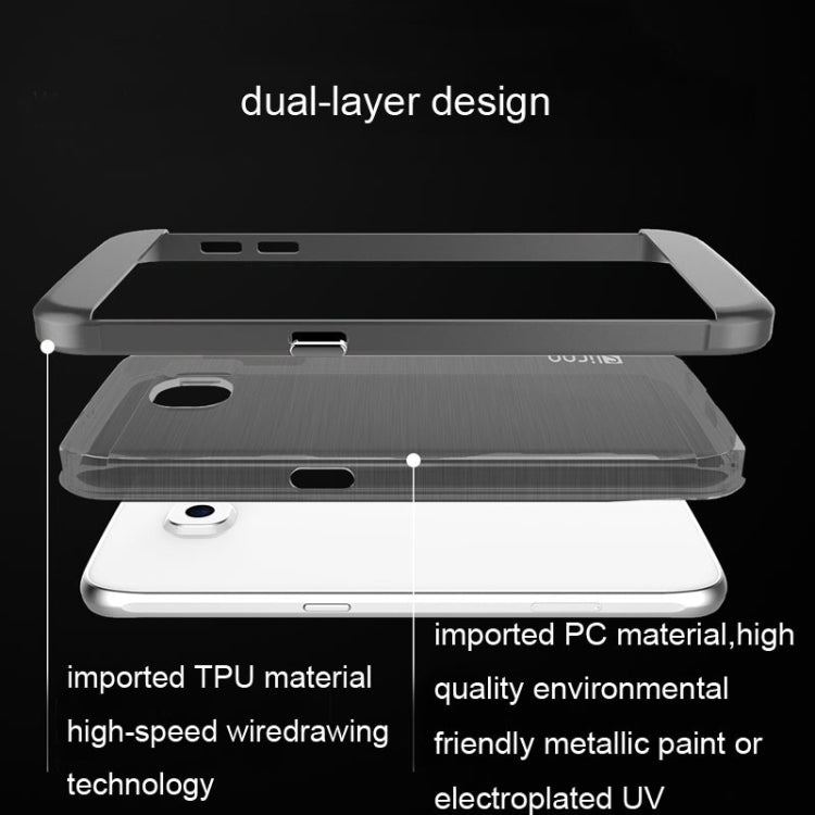 Slicoo for Galaxy S6 Edge / G925 Brushed Texture Electroplating Combination Case