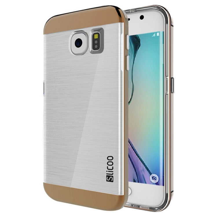 Slicoo for Galaxy S6 Edge / G925 Brushed Texture Electroplating Transparent Combination Case