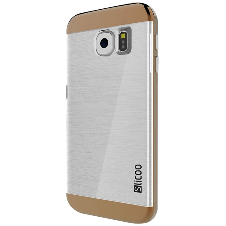 Slicoo for Galaxy S6 Edge / G925 Brushed Texture Electroplating Transparent Combination Case