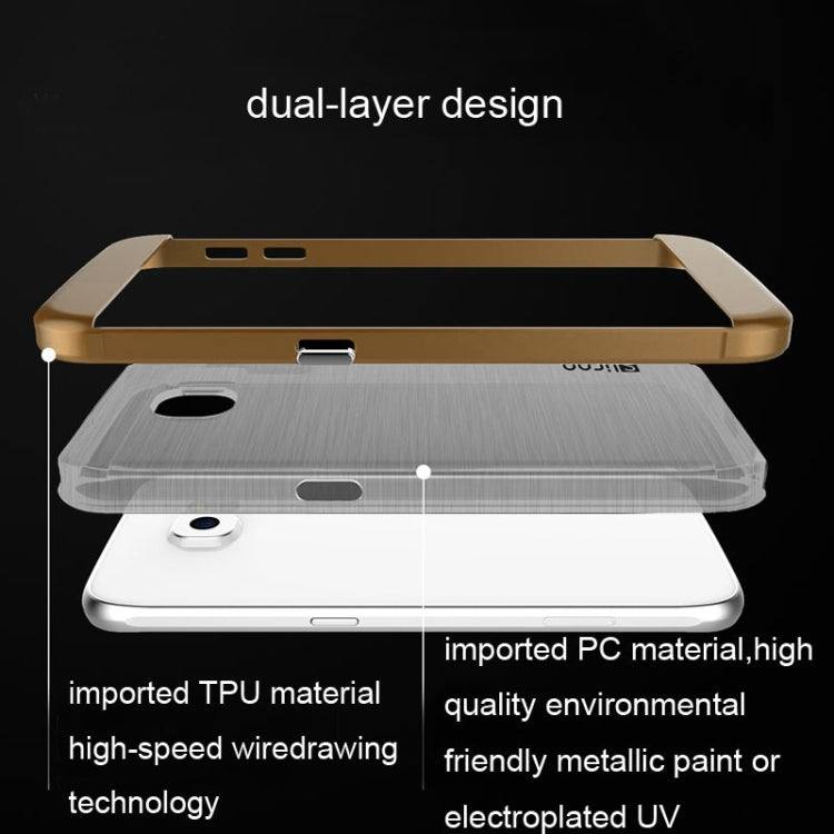 Slicoo for Galaxy S6 Edge / G925 Brushed Texture Electroplating Transparent Combination Case