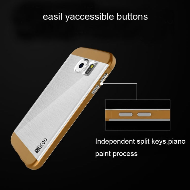 Slicoo for Galaxy S6 Edge / G925 Brushed Texture Electroplating Transparent Combination Case