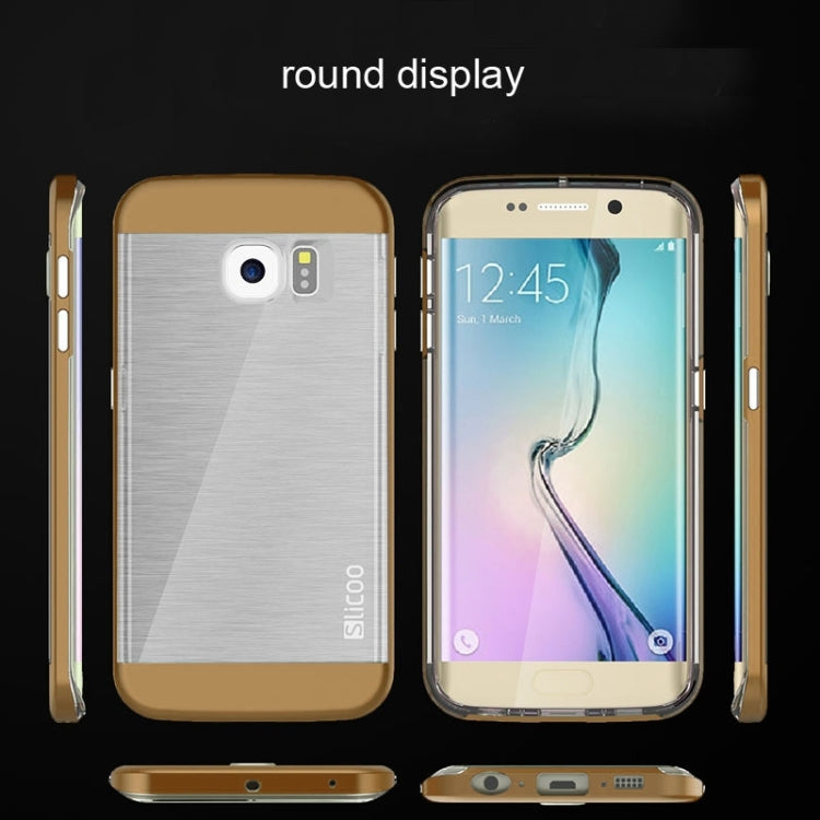 Slicoo for Galaxy S6 Edge / G925 Brushed Texture Electroplating Transparent Combination Case