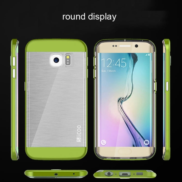 Slicoo for Galaxy S6 Edge / G925 Brushed Texture Electroplating Transparent Combination Case