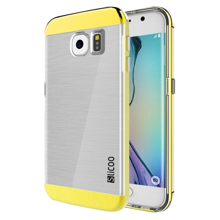 Slicoo for Galaxy S6 Edge / G925 Brushed Texture Electroplating Transparent Combination Case