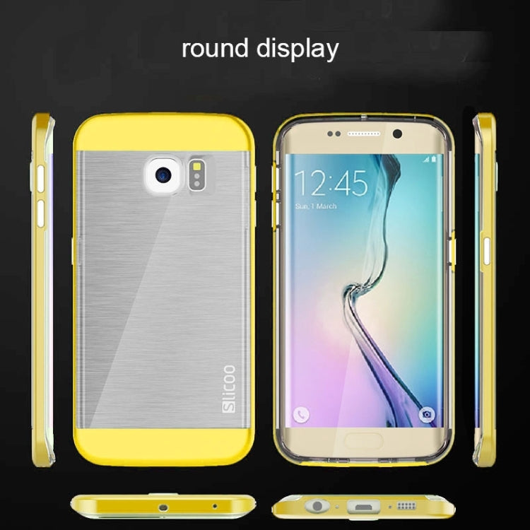 Slicoo for Galaxy S6 Edge / G925 Brushed Texture Electroplating Transparent Combination Case
