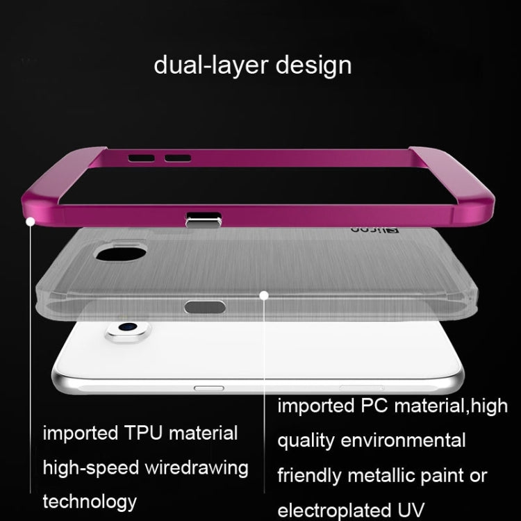 Slicoo for Galaxy S6 Edge / G925 Brushed Texture Electroplating Transparent Combination Case